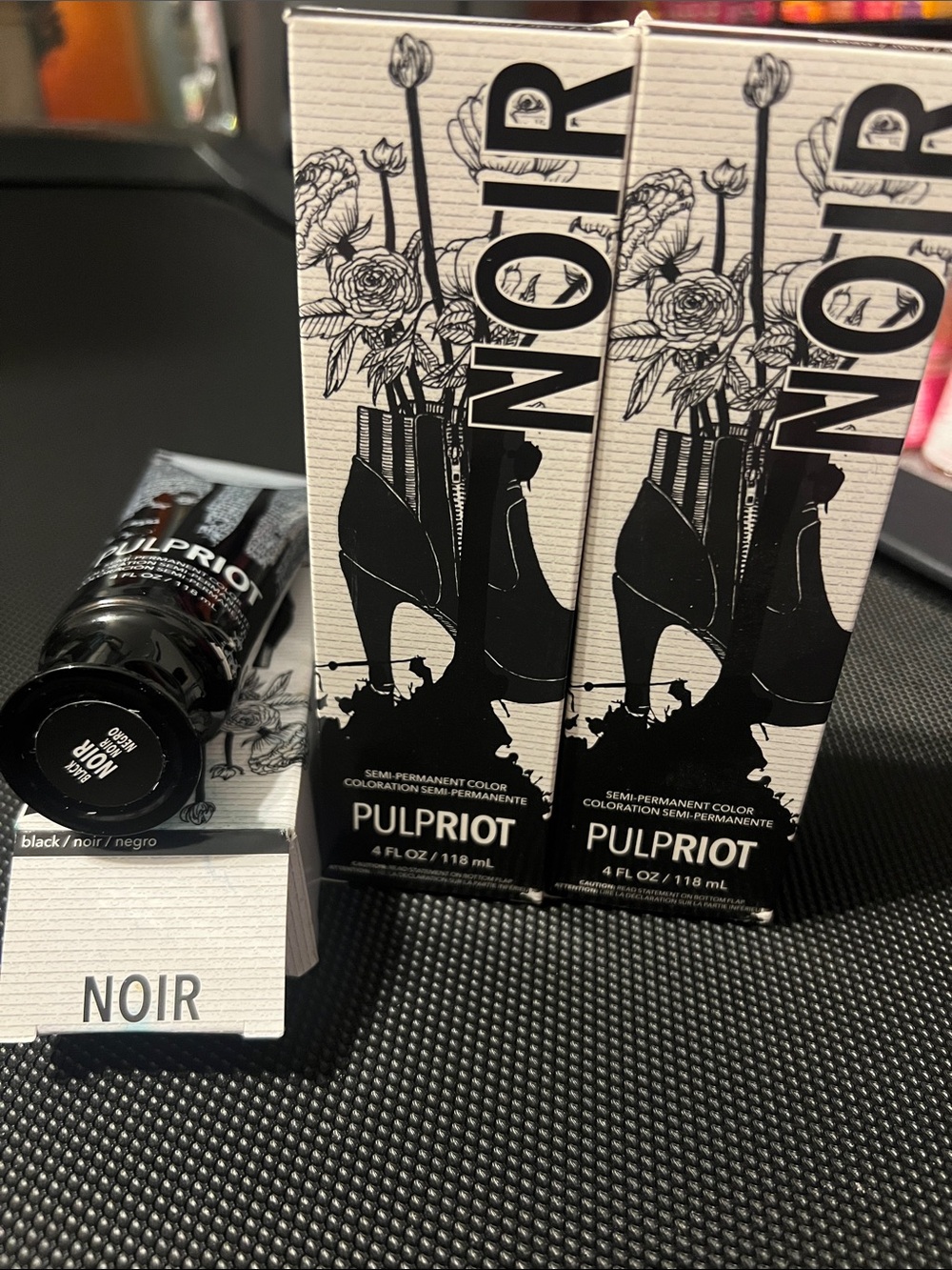 Lot of 3 (2NIB - 1 nearly full) Pulp Riot Semi Permanent Hair Color 4 oz. Noir